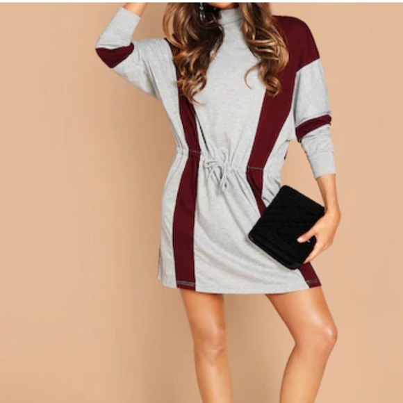 amourOC Dresses & Skirts - Two Tone Dolman Sleeve Drawstring Waist Dress